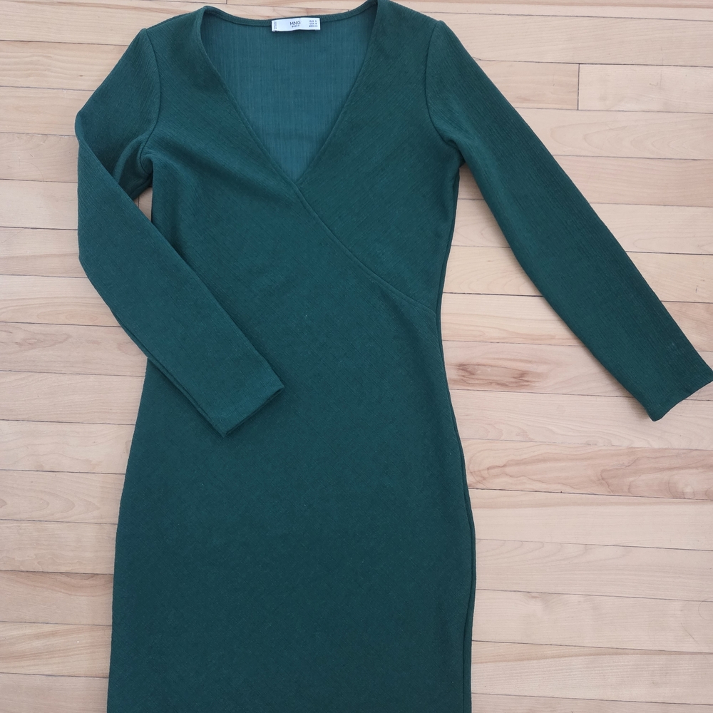 Mango Teal Long Sleeve Dress